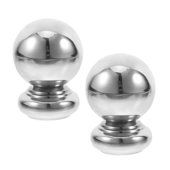 OUNONA 2Pcs Plated Silver Metal Fence Post Caps Decorative Handrail End Covers Durable for Garden and Deck