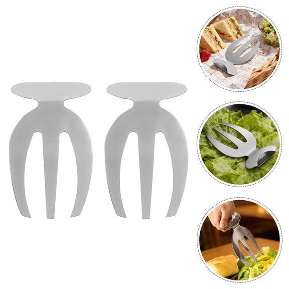 OUNONA Set of 2 Plated Stainless Steel Salad Forks with Smooth Finish and Comfortable Grip for Serving