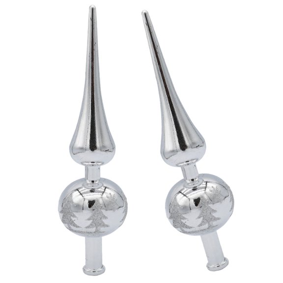 OUNONA 2Pcs Plated Silver Xmas Tree Topper Ornament with Firm Stand for Home and Party Use
