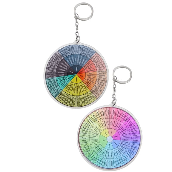 OUNONA 2-Pack Portable Feeling Wheel Keychain Metal Pendant for Emotional Expression and Stylish Bag Decoration Accessories