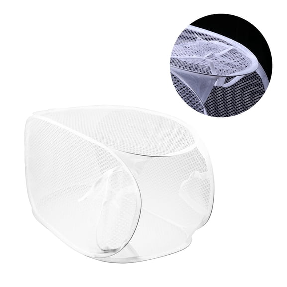OUNONA 2Pcs Portable Folding Laundry Basket White Mesh Breathable for Home Use
