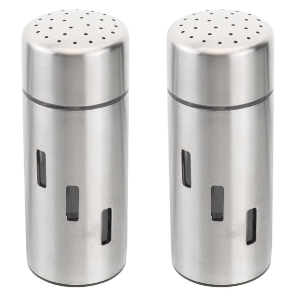 OUNONA Seasoning Jars 2Pcs Plated Silver Stainless Steel Spice Dredgers for Kitchen Use