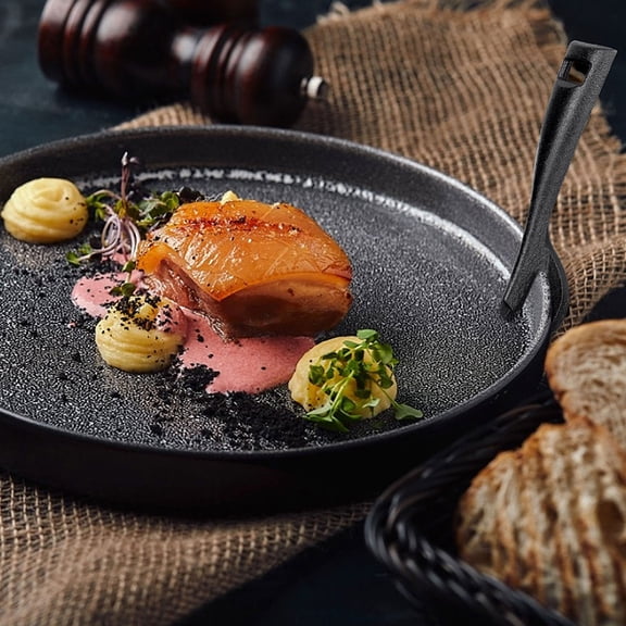 OUNONA 2Pcs Practical Cast Iron Steak Plate Fork for Barbecue and Hot Plate Holding