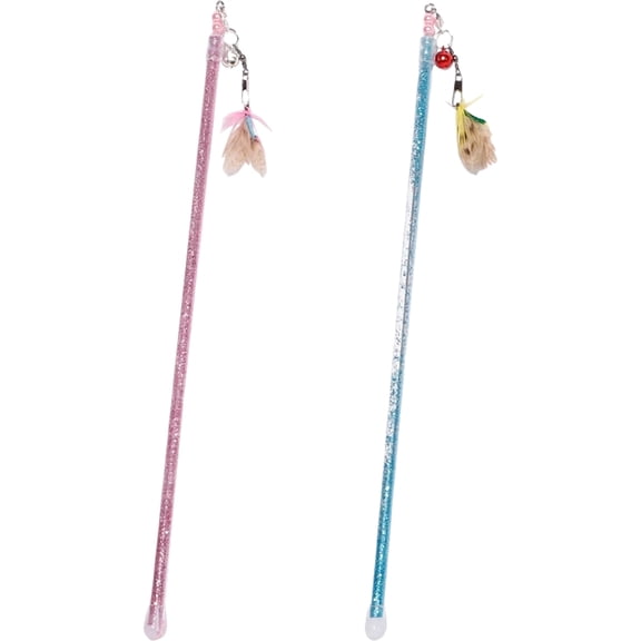 OUNONA 2Pcs Practical Cat Teaser Sticks for Indoor Cats with Easy Storage Design