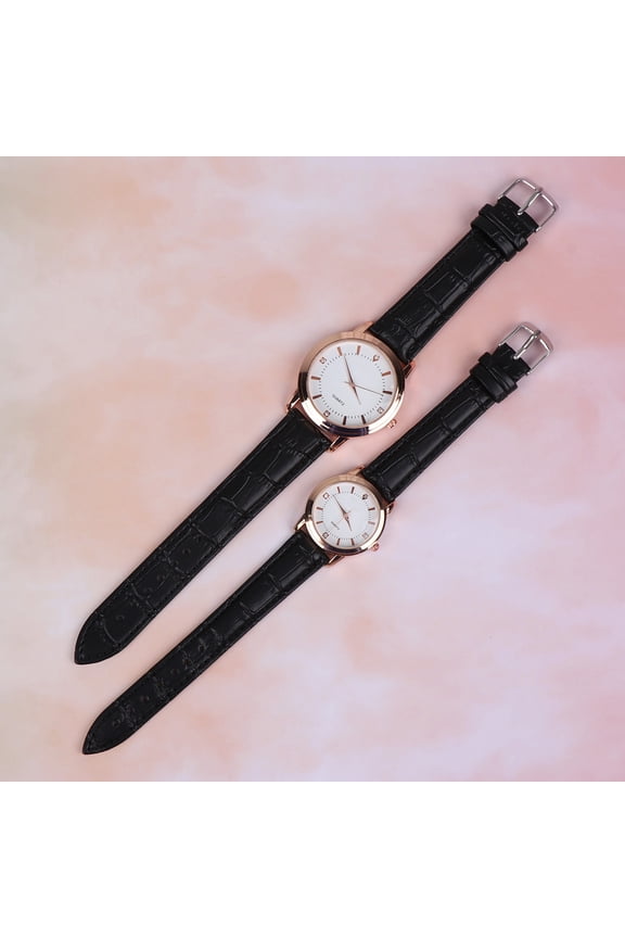 2-Pack Quartz Watches for Couples Black Stylish Elegant Design with Multi-Section Scale for Fashionable Decor