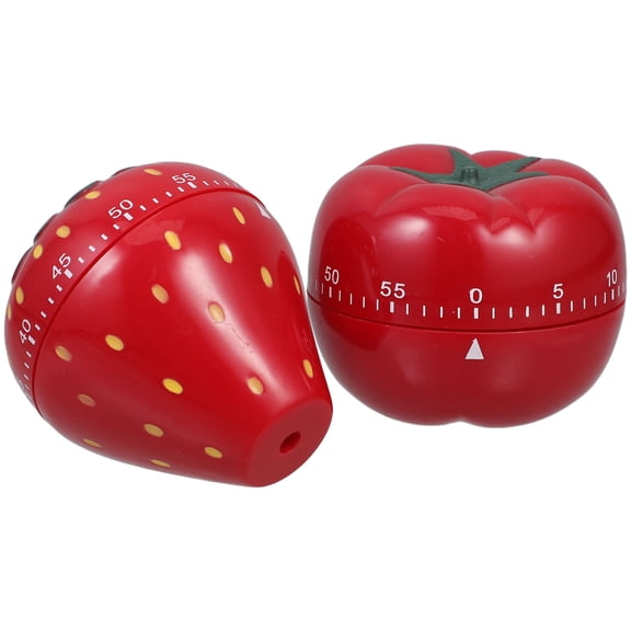 OUNONA 2Pcs Red Mechanical Kitchen Timer Manual Wind Up 60 Minute Clock for Baking Tea Brewing