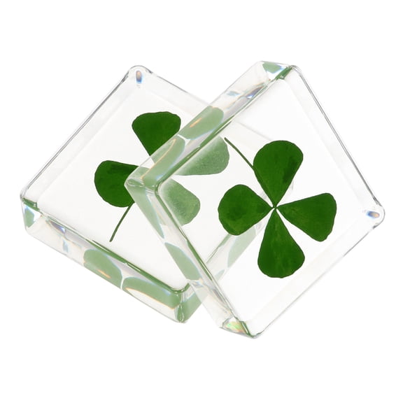 OUNONA 2Pcs Resin Specimen Decorative in Resin Multi-functional Four Leaf Luck Charm