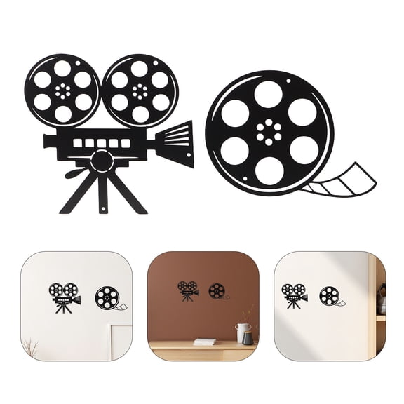 OUNONA 2Pcs Retro Cinema Wall Art Black Metal Movie Projector Decor for Living Room