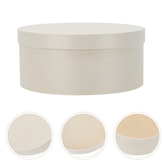 OUNONA 2-Pack Round Wooden Cake Storage Boxes, Natural Beige Containers for Home Kitchen and Bakery Use