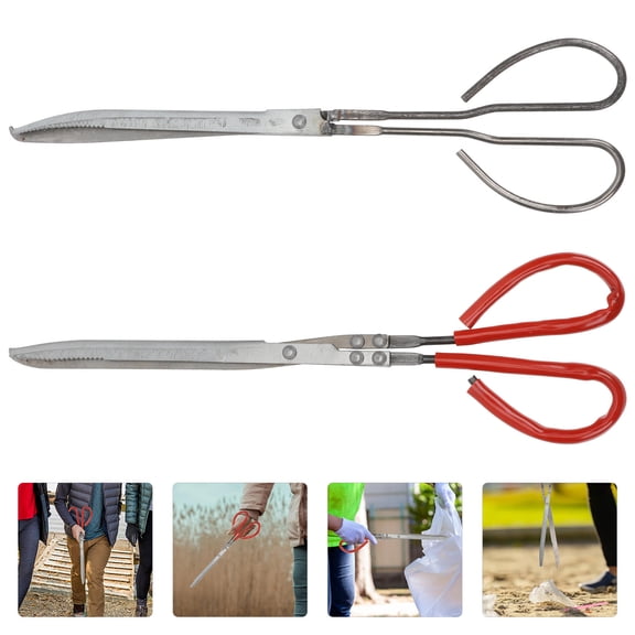 OUNONA 2-Pack Scissor Style Trash Tongs, Multi-Functional Snake Tong for Waste Handling