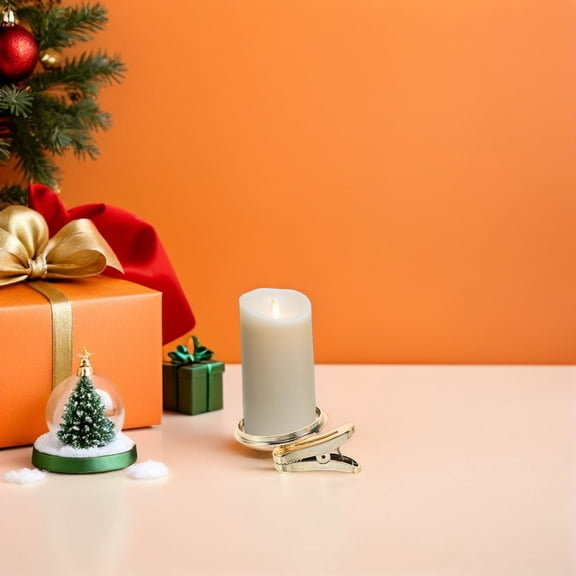 OUNONA Golden Taper Candle Clips, Elegant Finish, Easy Installation, 2Pcs