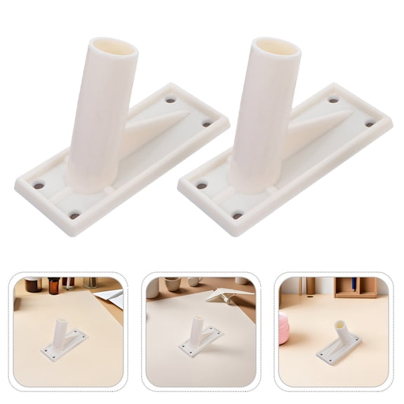 OUNONA Side Mount Flagpole Bracket, White Plastic, Support, Easy to Install, 2 Pieces for Outdoor Use