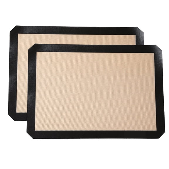 OUNONA 2-Pack Non-Stick Silicone Baking Mats for Oven Use, Reusable Black Sheets for Baking Cookies, Meringues, and Pastries
