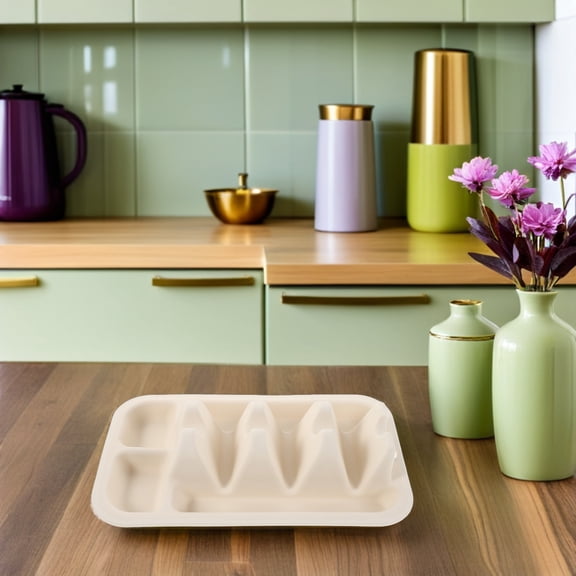 OUNONA Silicone Taco Plates Assorted Color Divided Design Antislip Base 2Pcs