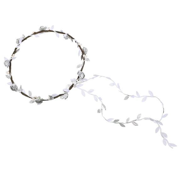 OUNONA 2Pcs Silver Floral Head Garland Bridal Headpiece Elegant Durable Hair Band for Parties