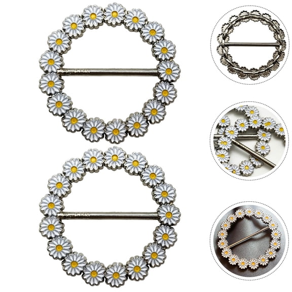 OUNONA 2 Pieces Alloy Circle Scarf Brooch Pins for Women, Stylish Accessories for Casual and Everyday Wear