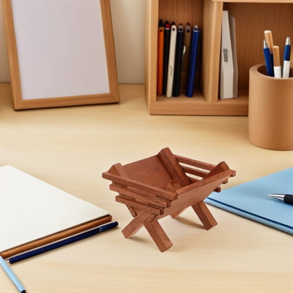 OUNONA 2Pcs Small Wooden Nativity Scene Christmas Ornament Jesus Birth Rustic Table Decoration