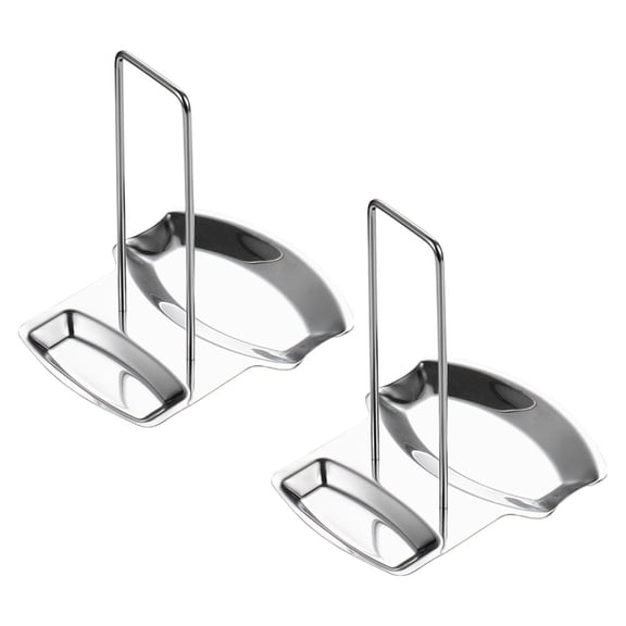 OUNONA 2Pcs Space Saving Stainless Steel Pan Lid Holder with Spoon Rack for Kitchen