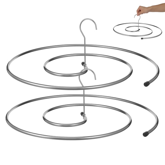 OUNONA 2Pcs Spiral Quilt Hanger Metal Blanket Rack Sheet Drying Shelf in Plated Silver