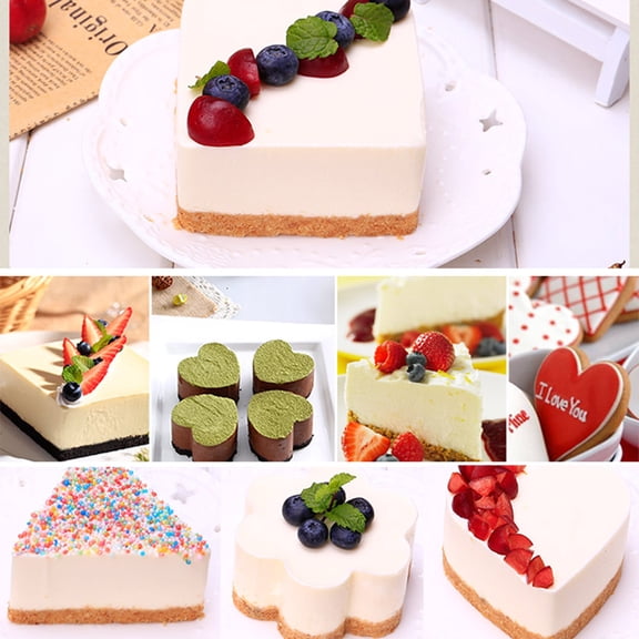 OUNONA 2Pcs Square Shaped 430 Stainless Steel Cake Mold Mousse Cutter for Baking Use