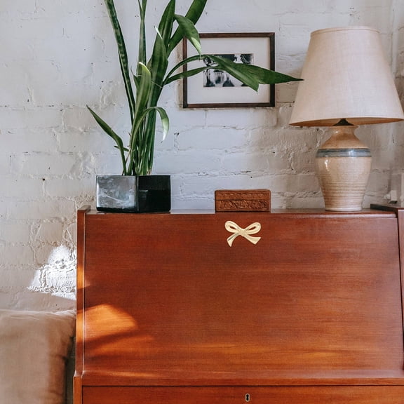 OUNONA 2-Pack Zinc Alloy Bow Cabinet Pull Handles for Dressers, Wardrobes, and Drawer Hardware