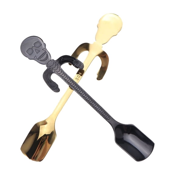 OUNONA Fine Workmanship Sugar Spoon, Creative Skull, Assorted Colors, 2Pcs
