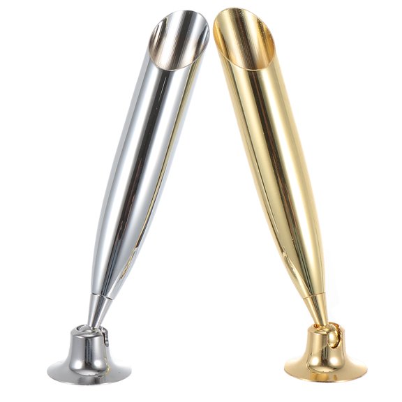 OUNONA 2Pcs Creative Plated Silver Stainless Steel Pen Rest Stand for Ink Pen Storage