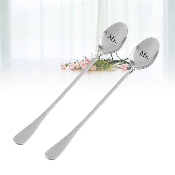 OUNONA 2Pcs Polished Stainless Steel Soup Spoons for Food Serving and Kitchen Use