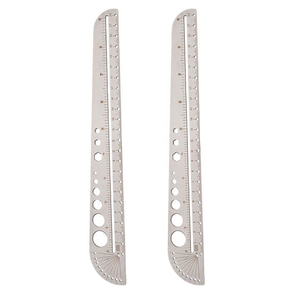 OUNONA 2Pcs Straight Rulers Stainless Steel Drawing Rulers Measuring Tools (Silver)