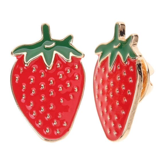 OUNONA Strawberry Brooch Red Zinc Alloy for Decor Nice-Looking Fashion Accessory 2Pcs