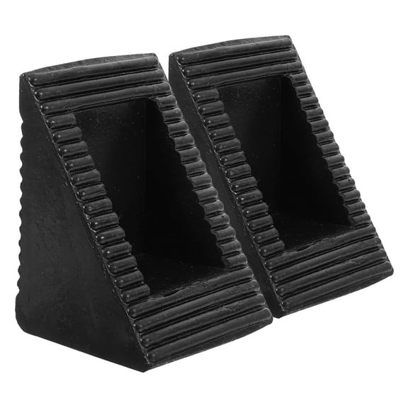 OUNONA 2Pcs Tire Stops For Garage Floor Black Rubber Chock Blocks For RVs And Trailers