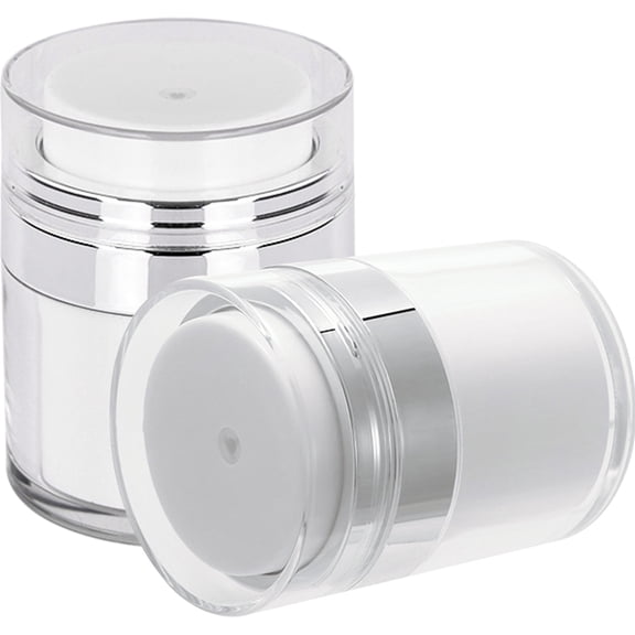 OUNONA Set of 2 Transparent Airless Pump Jars for , Skincare Dispenser Containers Ideal for Travel and Storage