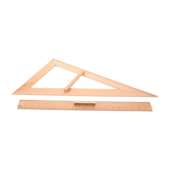 OUNONA 2-Pack Wooden Triangular Angle Rulers Measuring Tools for Teachers and Students, Drawing Instruments