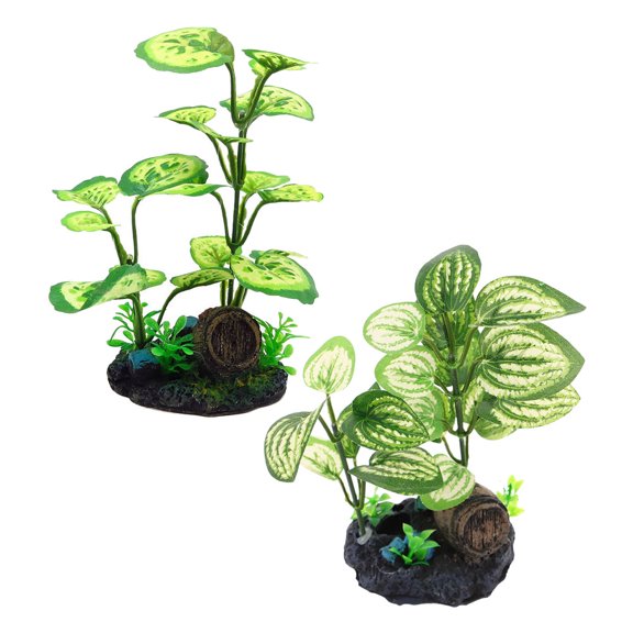 OUNONA 2Pcs Aquarium Decor Plants Fish Tank Plants Assorted Color Realistic Design for Pet Owners