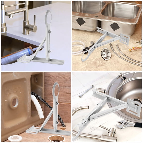 OUNONA 2Pcs Undermount Sink Brackets Iron White Triangle For Plumbers