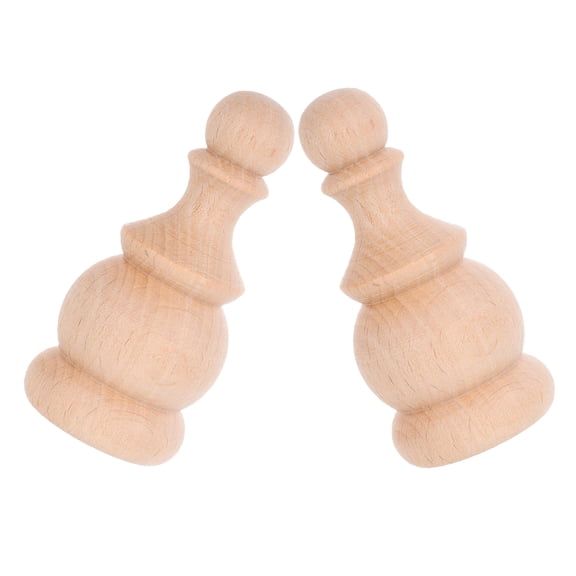 OUNONA 2Pcs Unfinished Wood Finials Decorative Carved Solid Wood Staircase Bed Post Tops
