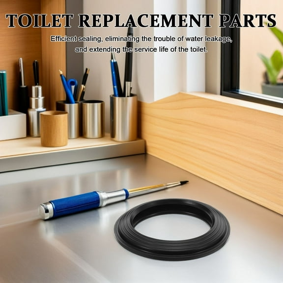 OUNONA Toilet Tank Seal, Black Rubber, Leakproof, Easy Install, Flush Efficiency, 2Pcs