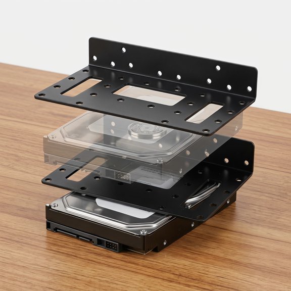 OUNONA 2Pcs Universal SSD Rack for Pc Case Black Metal Hard Drive Mounting Bracket for Desktop Storage