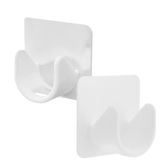 OUNONA 2Pcs Universal White Curtain Rod Holders Adhesive Rod Retainers for Wall Mounting