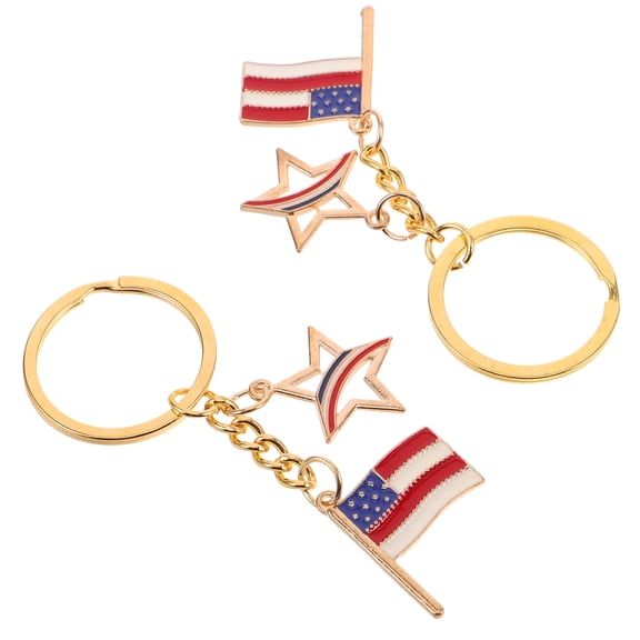 OUNONA 2Pcs Assorted Color Metal Usa Flag Keychain Decorative Purse Pendant Bag Charms and Key Storage