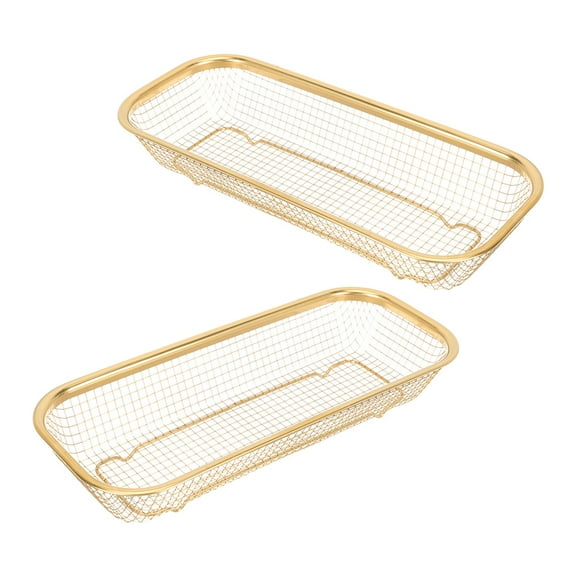 OUNONA 2Pcs Utensil Holder Basket for Forks Spoons and Chopsticks in Golden Stainless Steel