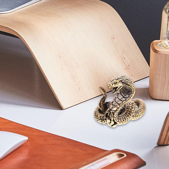 OUNONA Retro Brass Snake Ornament Creative Tabletop Decor Multi 2Pcs