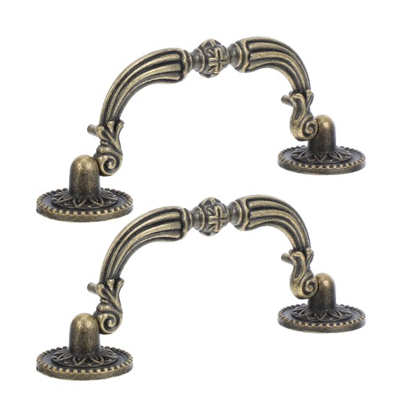 OUNONA 2Pcs Coffee Vintage Cabinet Handles European Design Smooth Finish for Drawers
