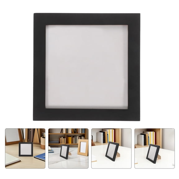 OUNONA 2Pcs Vinyl Record Display Frame Black Wood Album Storage Holder for Music Collection