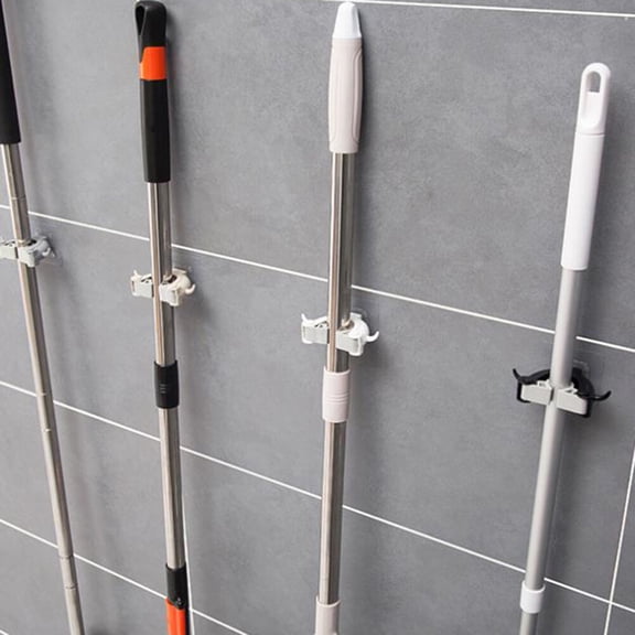 OUNONA 2Pcs Wall Clips For Hanging Mop Storage Rack Adhesive Easy Installation Homeowners