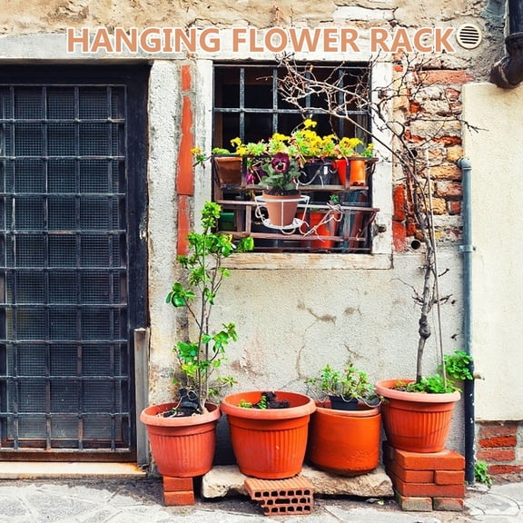 OUNONA 2 Pcs Deck Plant Hangers for Railing Flowerpot Holder Iron White for Garden