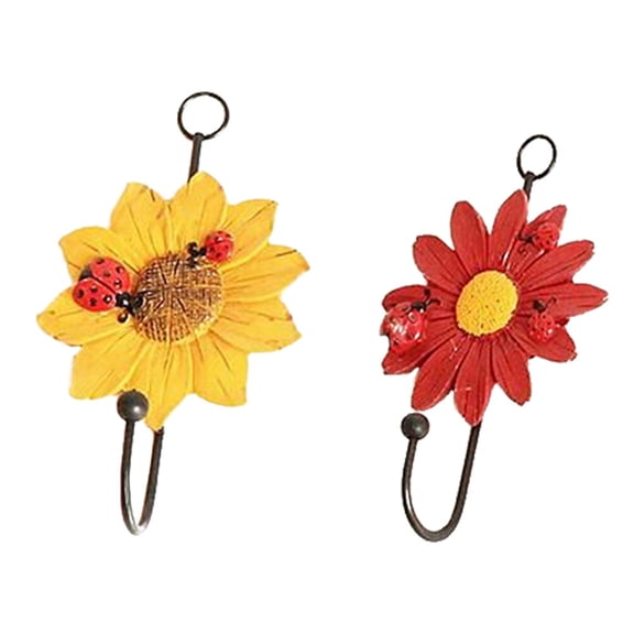 OUNONA 2pcs Coat Hanger Hooks Resin Flower Shape Assorted Color Gazebo Accessory