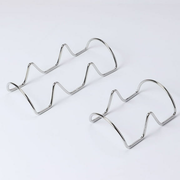 OUNONA 2Pcs Wear Resistant Taco Holder Stainless Steel Taco Rack for High End Restaurants and Camping