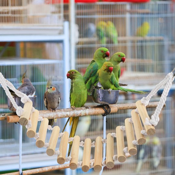 OUNONA 2Pcs Suspending Parrot Swing in Light Yellow Durable Wear Resistant Bird Accessory
