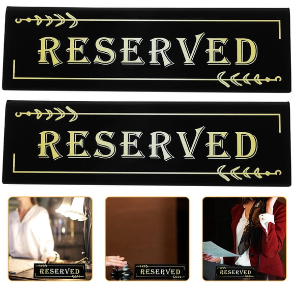 OUNONA 2Pcs Black Acrylic Reserved Table Signs for Wedding Party Elegant Table Seating Cards for Restaurant Banquet